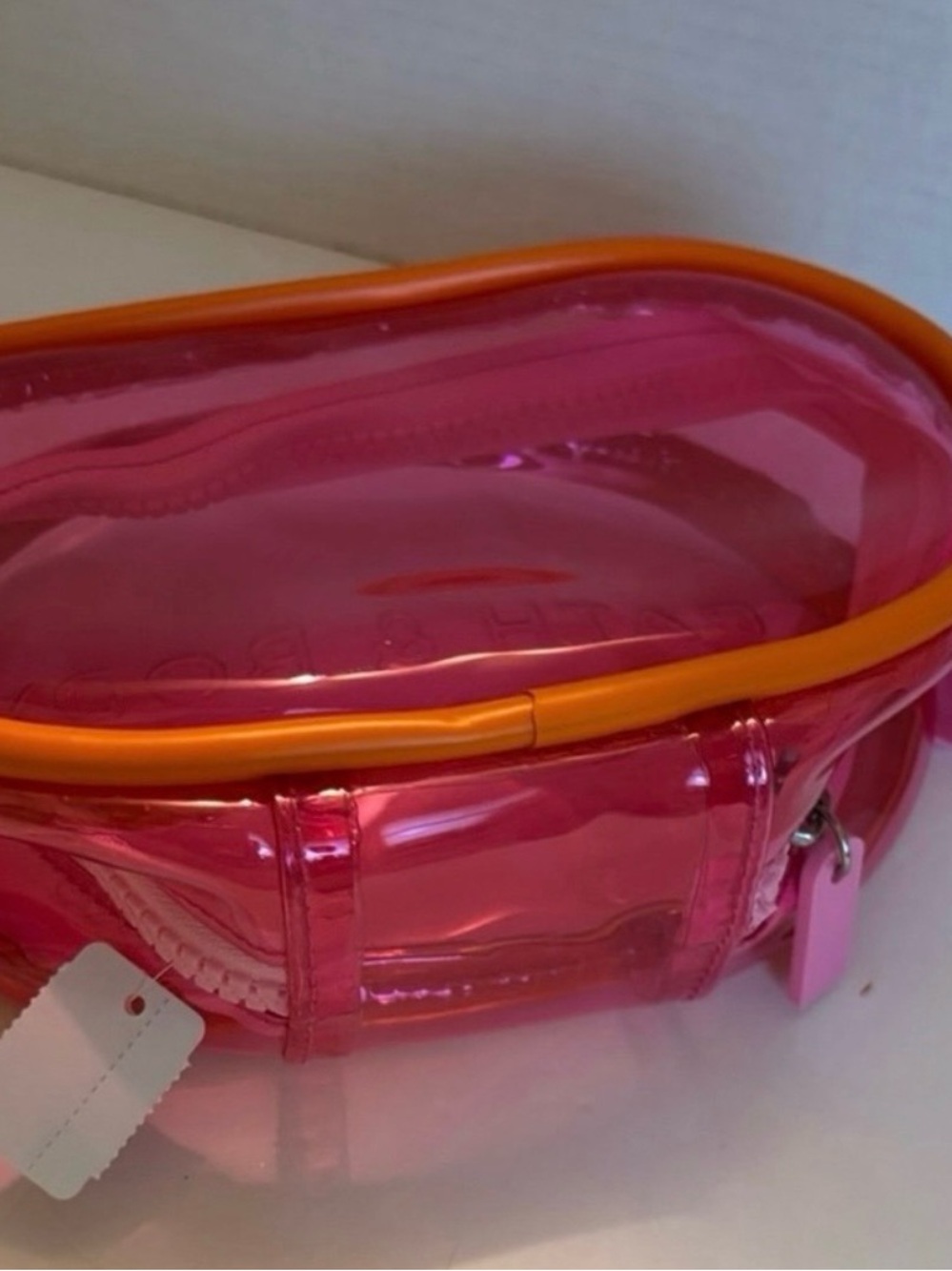 Bath & Body Works Pink and Orange Clear Cosmetic Case